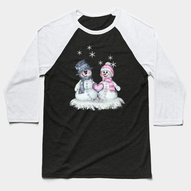 Schneemann und Frau Baseball T-Shirt by AndreaTiettje